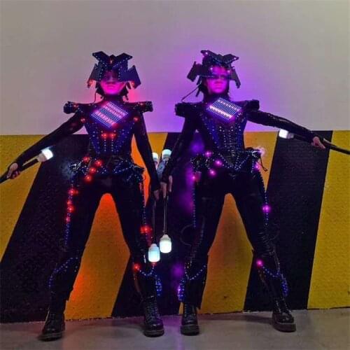 KS28 RGB colorful led light robot suit dance wears led costumes ballroom perform wears armor outfits party led Display bodysuit