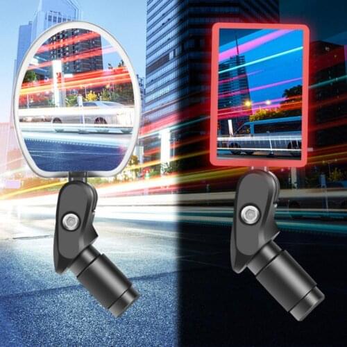 USB Rechargeable LED Bicycle Handlebar Rear View Mirror Bar End with Light 360 Adjustable Glass Bike Mirrors for Outdoor Cycling