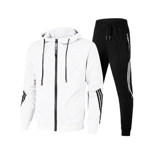 2021 Spring And Autumn Mens Hoodie Suit Mens Hooded Jacket + Trousers Youth Casual Running Sportswear Mens Sports Suit