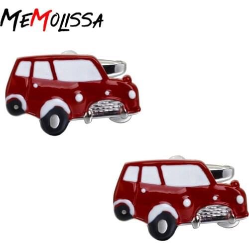MeMolissa 3 Pairs Fashion Cuff links Red Sports Bus Mini Taxi Design Cufflinks for mens High Quality abotoaduras Jewelry