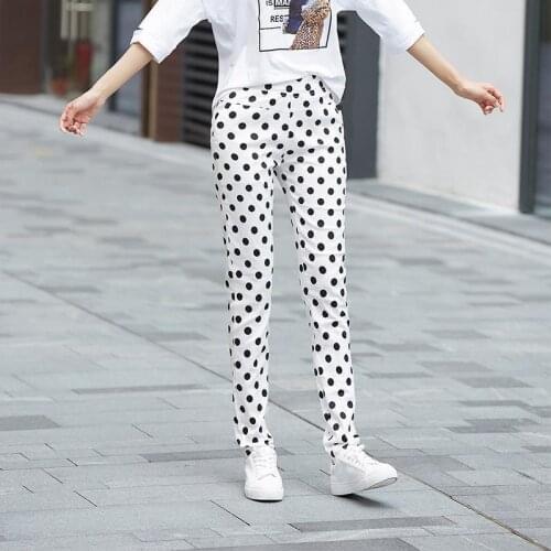 Women 2021 Spring Summer Fashion Stretch Skinny Printed Pants Female Slim Pencil Pants Ladies Solid Color Tight Trousers R166