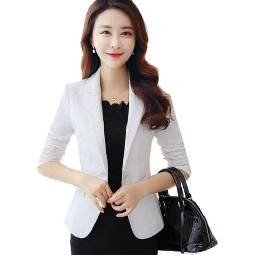 Long-sleeved Women Jacket Blazers Casual Fashion Slim Elegant Coat Plus size 3XL Female Short Blazer Single button Business Suit