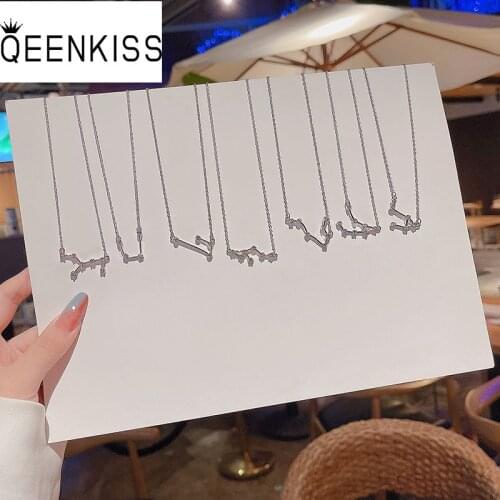 QEENKISS NC703 Fine Jewelry Wholesale Fashion Woman Girl Birthday Wedding Gift Shiny Constellation AAA Zircon 18KT Gold Necklace