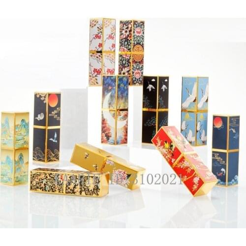 10/30/50pcs China Egypt Style Tetris Square Empty Lipstick Tube 12.1mm Lip Balm Bottle Shell Packaging Cosmetics Refillable