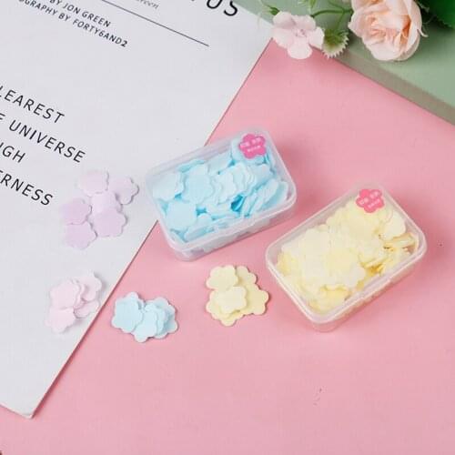 100Pcs Portable Hand Washing Soap Paper Cleaning Soaps Bath Travel Scented Foaming flower Small Scented Foaming Soap