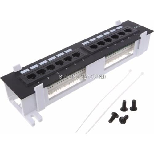 12 Port CAT5 CAT5E Patch Panel RJ45 Networking Wall Mount Rack Mount Bracket HULL9
