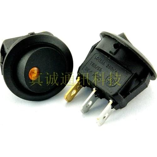 15pcs rocker switch KCD2-202 power switch ship switch 3 feet 2 files LED illuminated yellow