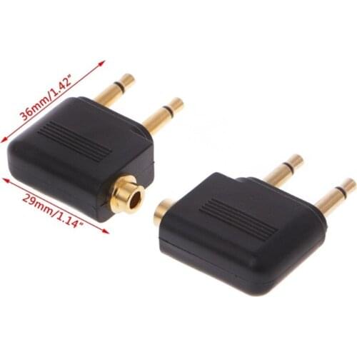 2PCS 3.5mm Airplane Headphone Splitter Mono Audio Converter Travel Jack Plug Adapter