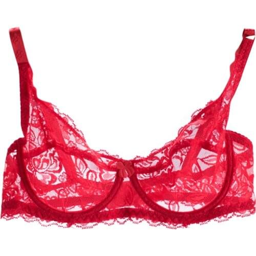 2020 Sexy Bras Women Lace Gauze Bra Push Up 3/4 Cup Hook-and- Eye Breathable Ultra-thin Bra Lingerie female Underwear Bralette