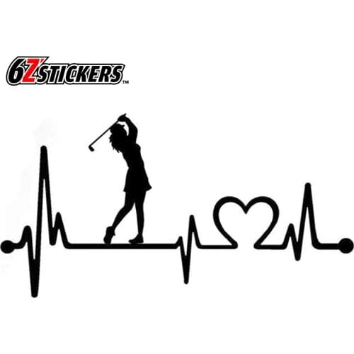Sixsub 1pcs 35X19CM 3D Car Stickers girl is playing the golf Heartbeat Car-styling decals Car Body Window