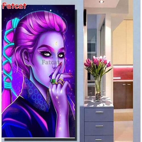 Purple Woman Diy diamond painting Full Square/Round drill 5d diamond embroidery portrait Darkness Girl 3d ,Top Gift PP2235