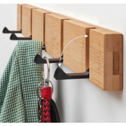 Bamboo Hallway Hat Hook Hanger Foldable Coat Rack Bedroom Door Wall-Mounting Hook Corner Room Kitchen Toilet Wall Brack Hook