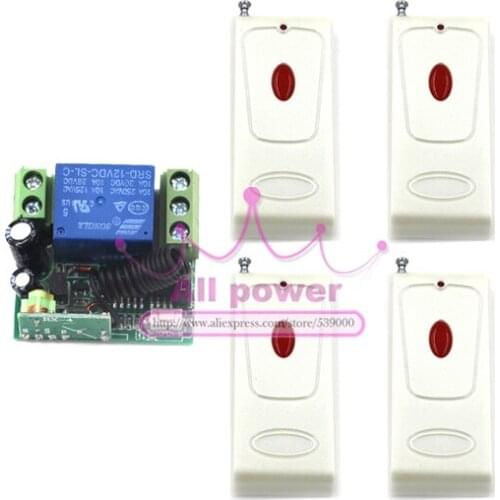 DC 12V 1CH Wireless Remote Control switch System Momentary/Toggle/Latched adjusted 10A 315/433 1Receiver&2 Transmitter