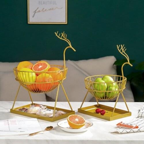 Homelily Creative Deer Double Fruit Basket Home Decoration Living Room Snacks Dried Fruit Multifunctional Storage Plate