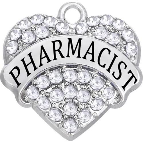 Diy Making Medical Jewelry White Stone Hearts Pharmacist Charm and Pendant