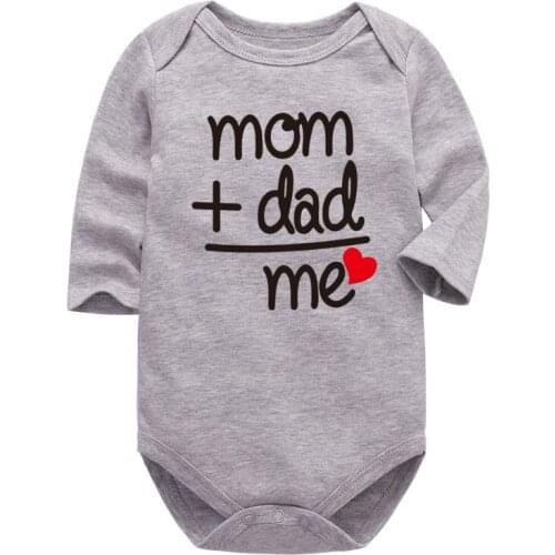 Baby Boys Girls Romper Cotton Long Sleeve Letter Print I Love Mom & Dad Jumpsuit Infant Clothing Newborn Baby Clothes