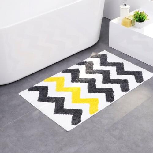 Modern High Quality Yellow and Black Weave Striped Anti-slip Bathroom Mat Comfortable Toilet Bathtub Room Living Room Door Mat
