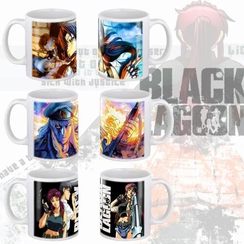2021 Anime black lagoon Mug 350ml ceramic creative milk tea travel cups and mugs kids children birthday Gift Cartoons mug