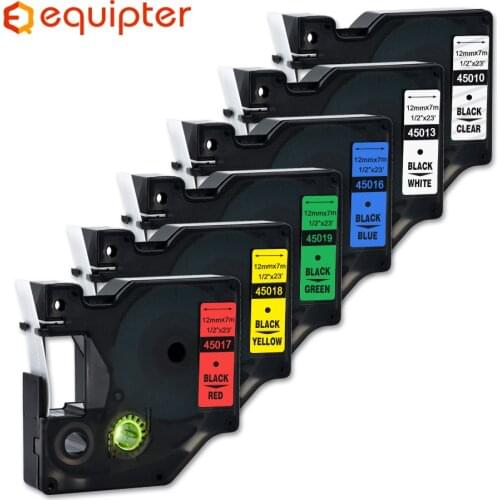 Mixed 15 colors 45013 label tape Compatible dymo D1 12mm label printer laminated D1 45010 ribbon cassette for Dymo LM160 printer