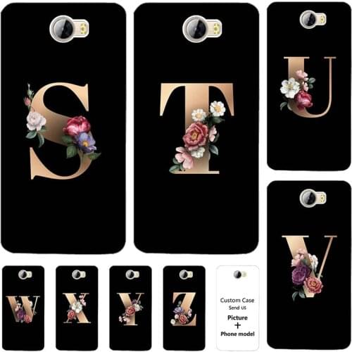 Flower 26 English Letters Custom Initial Case For Huawei Y5 ii Y6 ii Compact 5.0" LYO-L21 CUN-L01 L02 L03 Soft Silicone Cover