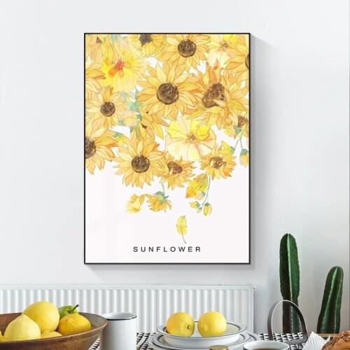 Sunflower Wall Posters and Prints Nordic Wall Art Pictures for Living Room Home Decor Minimalist Flower Plant Canvas Paintings