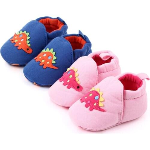 Infant First Walkers Baby Shoes Cotton Print Cartoon Dinosaur Toddler Kids Shoes Soft Sole Crib Sneaker 0-18M
