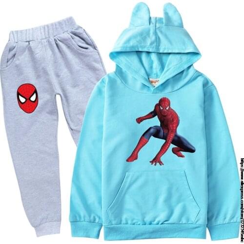 2-16Y Children Tracksuit Girls SpiderMan Hoodies+Pants 2pcs Suits Boys Sportswear Children Hooded Sweatshirt Jogging Sets