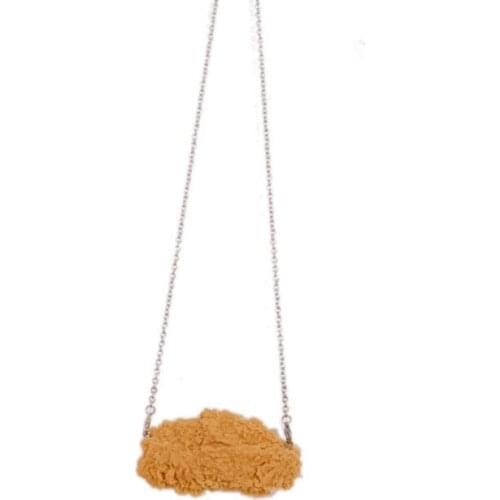 Simulation Fried Chicken Pendant Necklace Lovely Funny Realistic Food Jewelry R7RF
