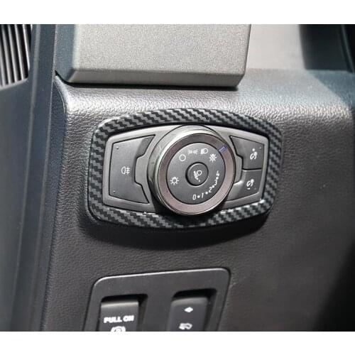 For Ford Raptor F150 2017 2018 2019 2020 ABS Carbon Fiber Headlight Switch Button Cover Trim Frame Interior Accessories Styling