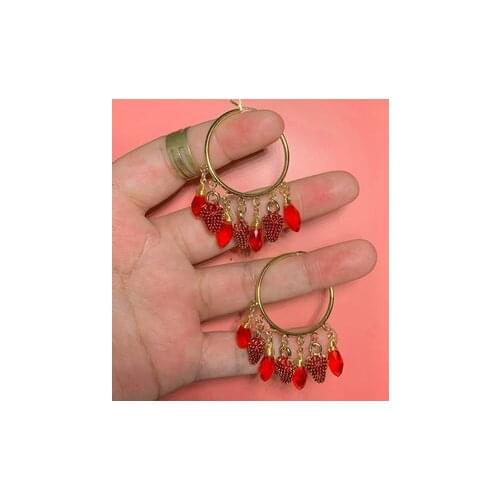 Gold Plated Strawberry Hoop Earring Hoops Dangle Earring Simple Earrings Everyday/gift for Her