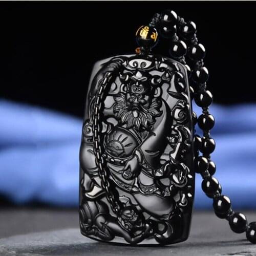 Natural Obsidian Various Zhong Kui Jade Pendant Jewelry Lucky Exorcise Evil Spirits Auspicious Amulet Jade Pendant Fine Jewelry