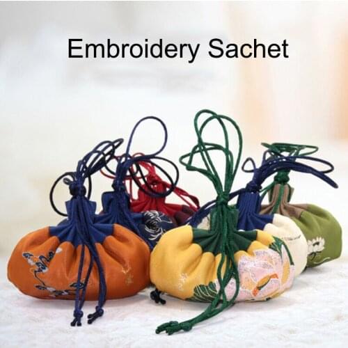 Wormwood Sachet Tassel Chinese Style Ancient Landscape Painting Silk Coin Purse With Box Gift