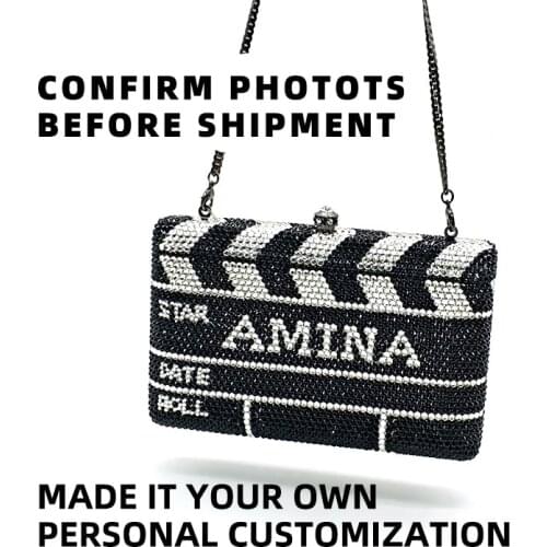 Make it your own Ladies luxuries design Bridal wedding party purses women evening party diamonds name crystal clutches