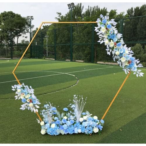 Hexagonal wrought iron arch frame background decoration wedding stage iron frame wedding birthday party supplies Wedding props