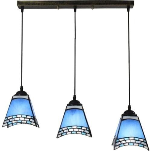 Blue Tiffany Restaurant Pendant Lamp Mediterranean Bar Pendant Lights Kitchen Pendant Light