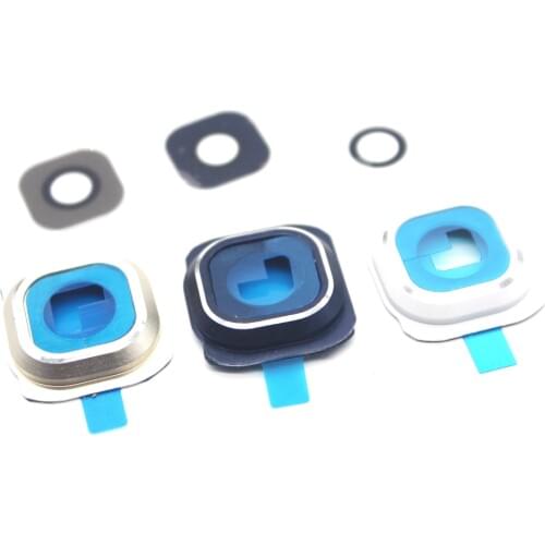 Blue(Black)/White/Gold Camera Frame Holder + Glass Lens Cover For Samsung S6 G9200 G920F / A/T/FD/I