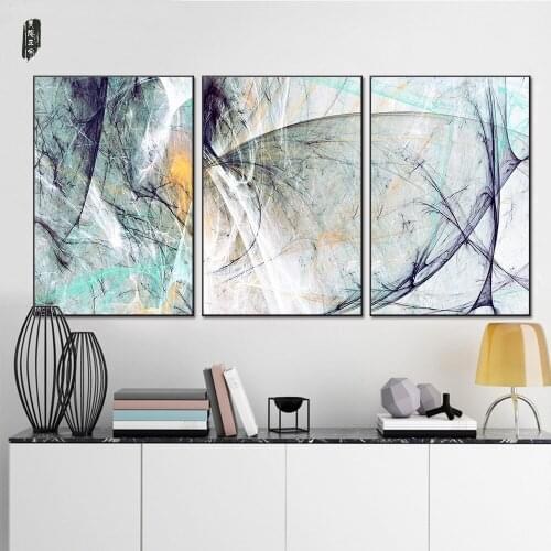 Nordic Modern Simple Abstract Geometric Line Color Block Oil Painting Decoration Living Room Bedroom Frameless Canvas Painting