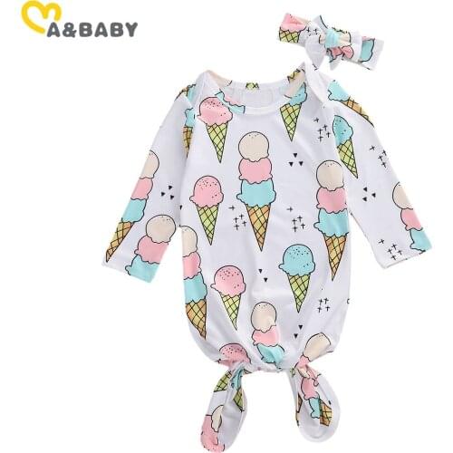 Ma&Baby 0-6M Newborn Infant Baby Girl Boy Sleeping Bags Cartoon Ice Cream Print Long Sleeve Baby Sleeping Bags Cute Bedding