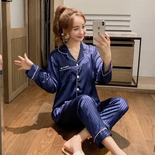 Ladies pajamas for womens silk pijamas meryl satin sleepwear for girl female suit home clothing clothes pigama pyjamas set