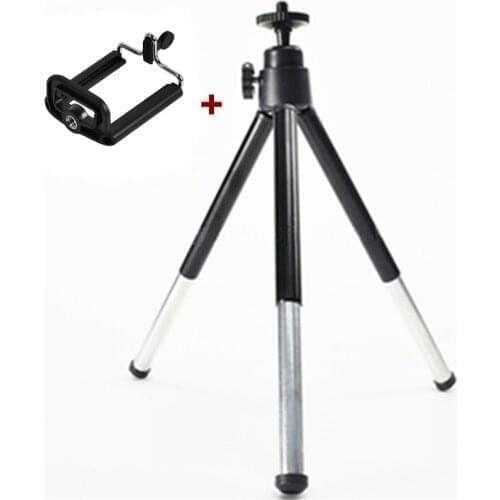 10PCS Universal Mini Two-section Retractable Metal Table Tripod Stands Bracket Holder With Phone Clip For Mobile Phone