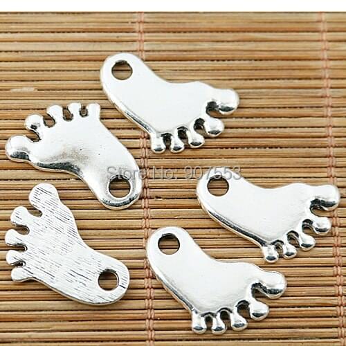 22pcs tibetan silver tone foot design charms EF1737