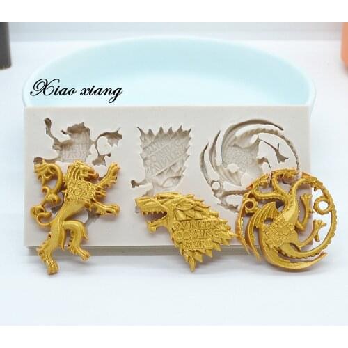 3D Dragon Lion And Wolf Silicone Cake Molds For Baking Family Emblem Fondant Chocolate Mould Cake Decorating Tools Bakeware