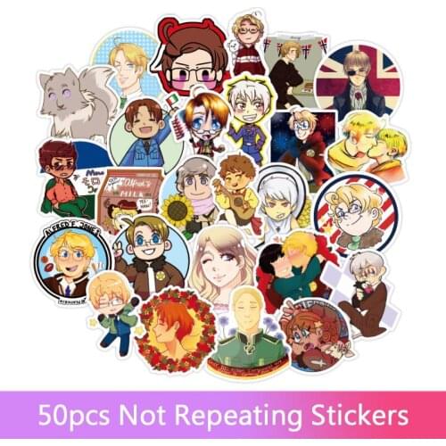 50pcs Axis Power Hetalia Stickers Graffiti Bomb Decals Sticker Pack DIY Skateboard Luggage Laptop Bike Sticker Toys