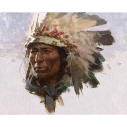 Diamond painting american indian man mosaic embroidery full rhinestone picture puzzle toys drawing wall decor craft kids gifts