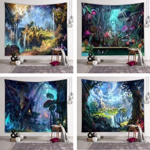 Bohemia Forest bedhead wall decorative tapestry background cloth fairy tale world canvas aesthetic room decor tapestry