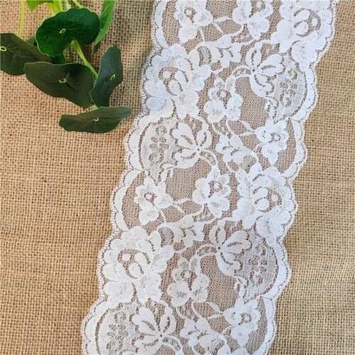 E1406 White Lace Embroidery Stretch Lace Underwear Swap about 14cm wide