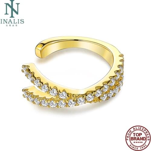 INALIS Clip Earrings For Women 925 Sterling Silver White Round Clear Cubic Zirconia Luxurious Earring Anniversary Fine Jewelry