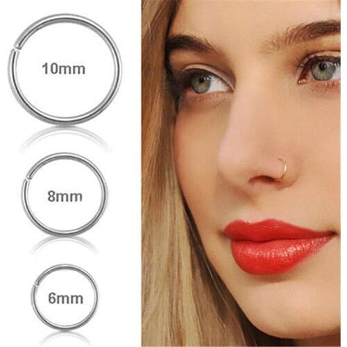 O Shaped Fake Nose Stud Ring Hoop Septum Rings Stainless Steel Nose Piercing Fake Piercing Oreja Pircing Jewelry 1Pcs