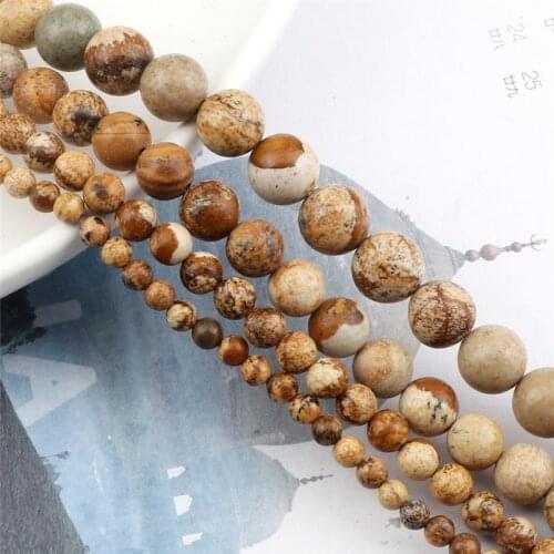 10/8/6/4mm Natural Picture Stone Round Loose Beads For Jewelry Making For DIY Jewelry Making Accessories Bracelet Accessories