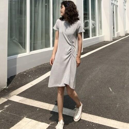 2020 Summer T-shirt Dresses Summer Women Long T Shirt Dress Female Bodycon Dress Tank Female Lady Black Grey Short Sleeve dress